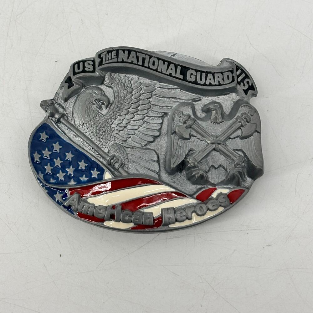 US National Guard Belt Buckle Great American Hero USA Pewter